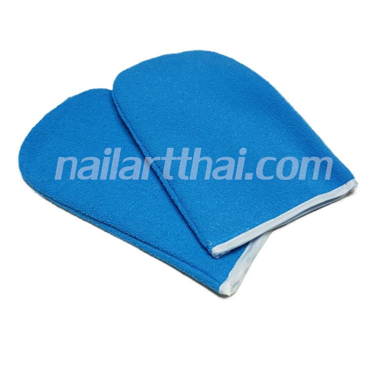 ถุงมือผ้าสปา สีฟ้า