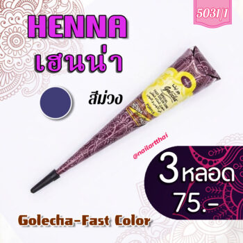 สีเพ้นท์เฮนน่า Henna : สีม่วง แบบโคน ขนาด 25 กรัม โปรฯ 3 หลอด